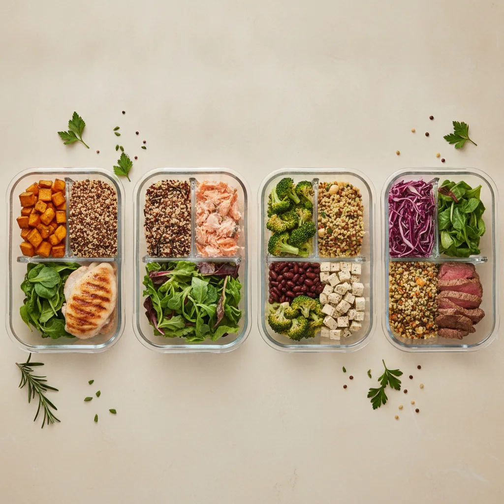 Neat prepped containers on a kitchen counter